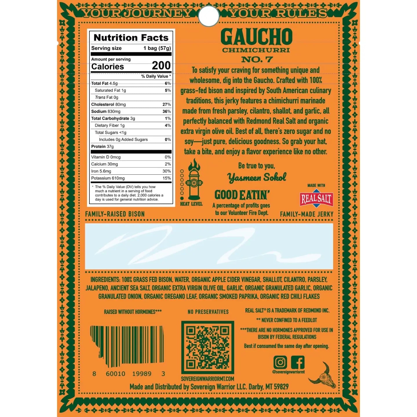 Gaucho Chimichurri Bison Jerky 2 oz – Sovereign Warrior Bison Jerky