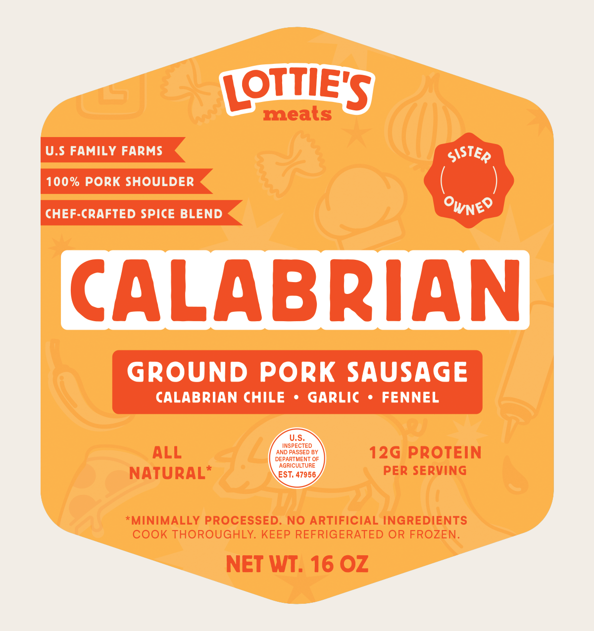 Calabrian Sausage Ground Pork Blend 16 oz – Lotties Meats