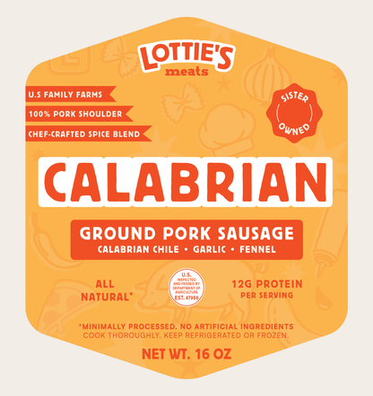Calabrian Sausage Ground Pork Blend 16 oz – Lotties Meats