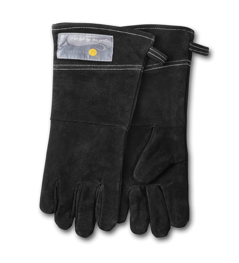 Leather Grill Gloves Black Set of 2/15" each - Outset