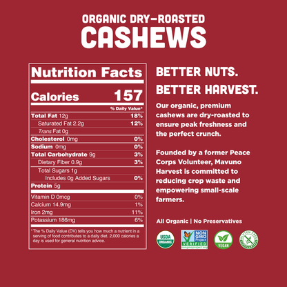 Organic Roasted Cashews 4 oz – Mavuno Harvest Organics