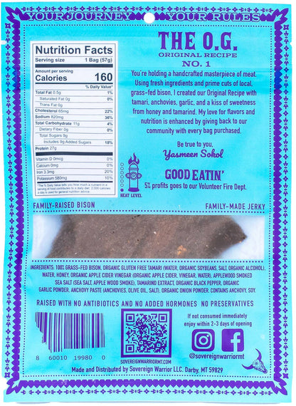 The O.G. Original Recipe Bison Jerky 2.4 oz – Sovereign Warrior Bison Jerky