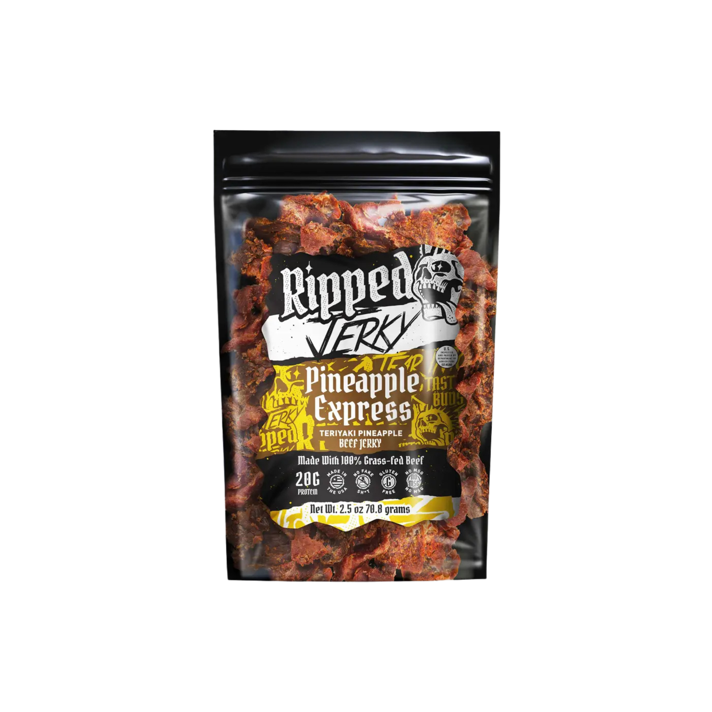 Grass-Fed Beef Jerky Pineapple Express 2.5 oz - Ripped Beef Jerky