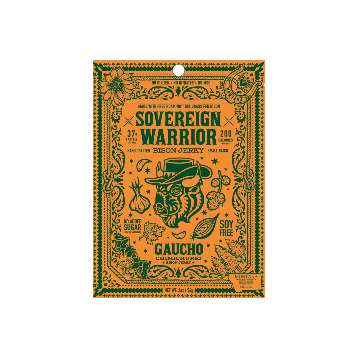 Gaucho Chimichurri Bison Jerky 2 oz – Sovereign Warrior Bison Jerky