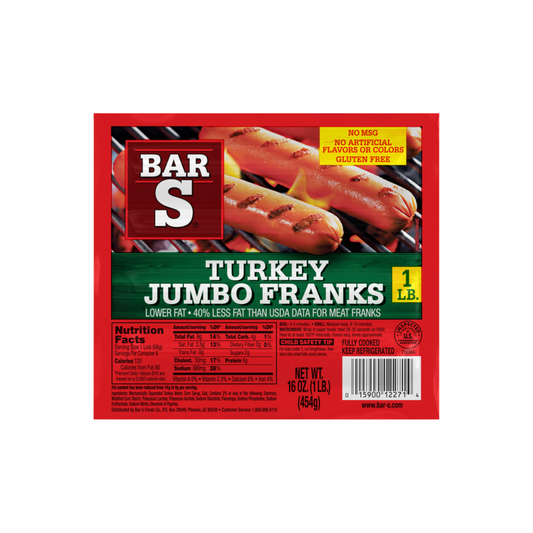 Turkey Jumbo Franks Hot Dogs 16 oz - Bar-S