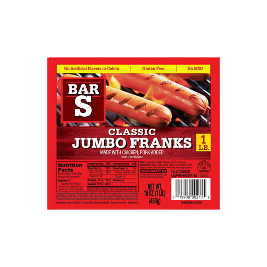 Classic Jumbo Franks 16 oz - Bar S