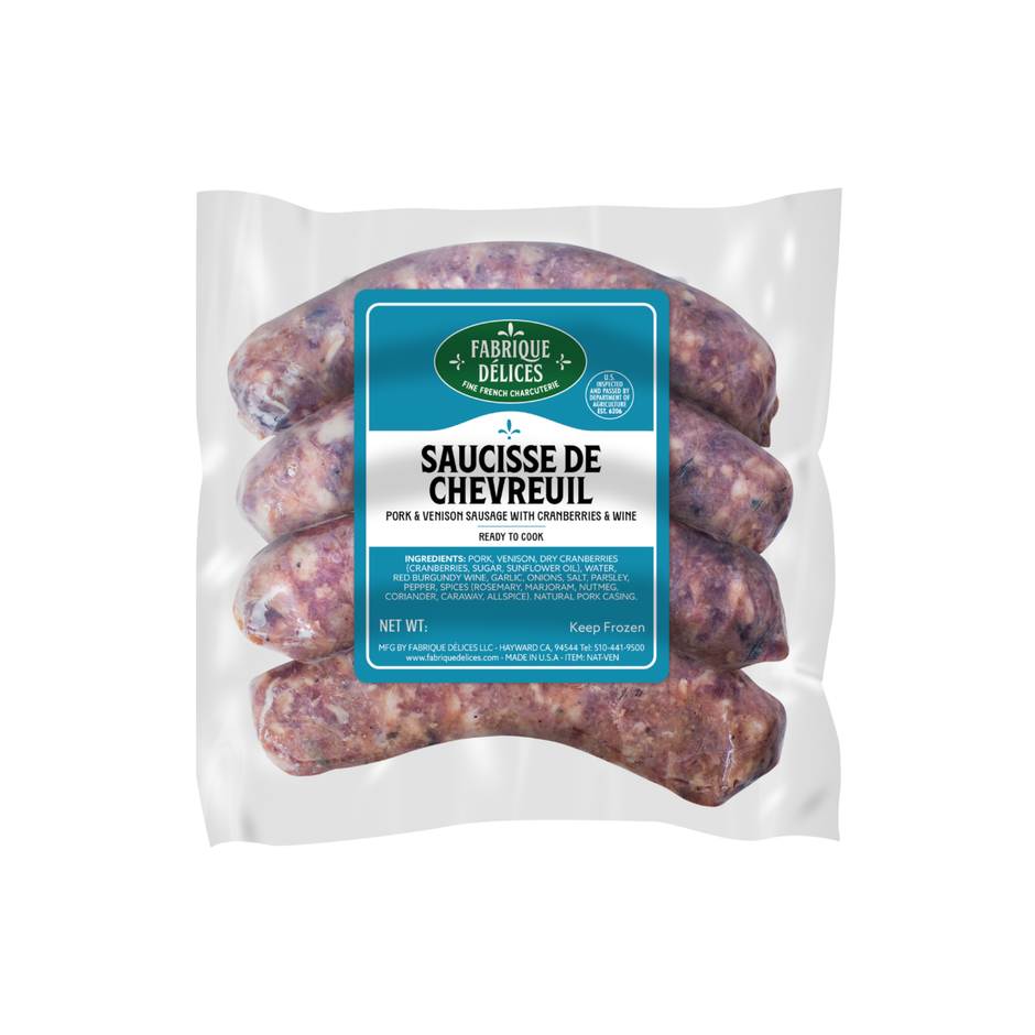 Venison Sausage with Cranberries 1 lb – Fabrique Delices