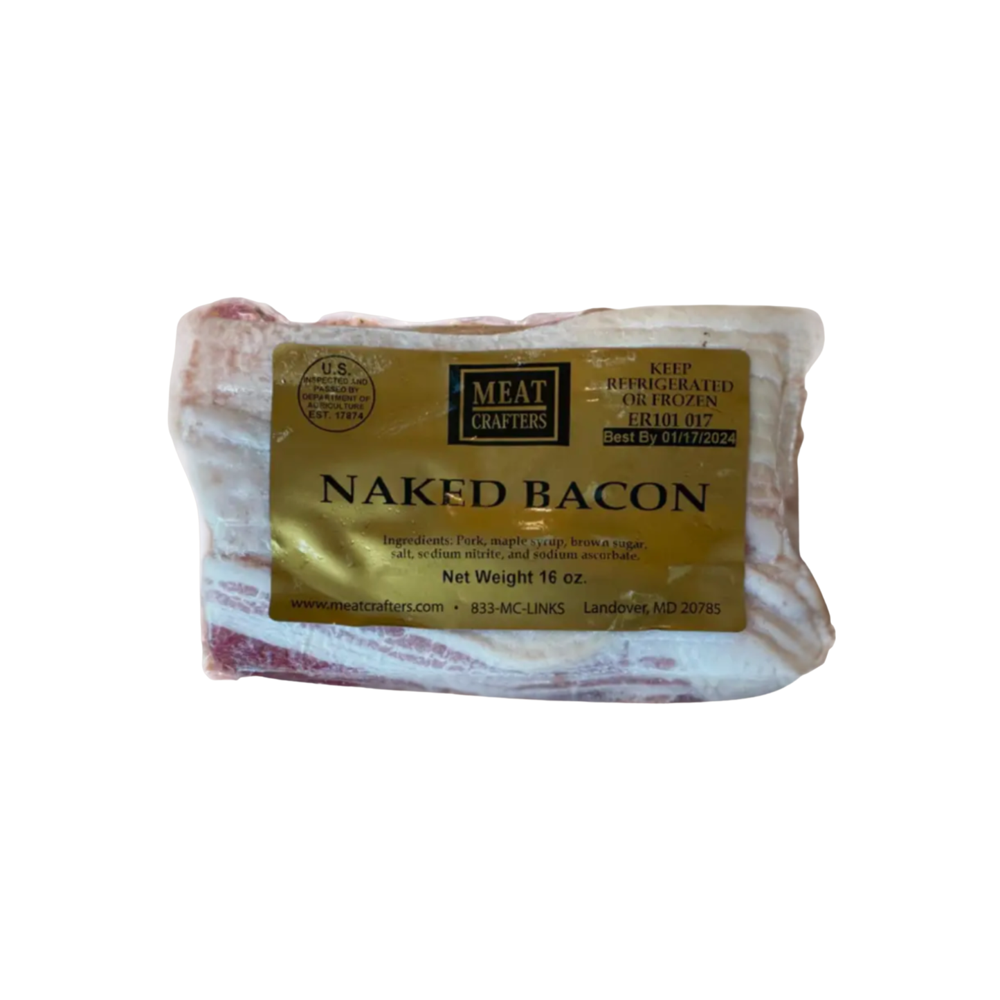 Smoked Naked Bacon Duroc Pork Maple-Cured 16 oz – Meat Crafters Inc