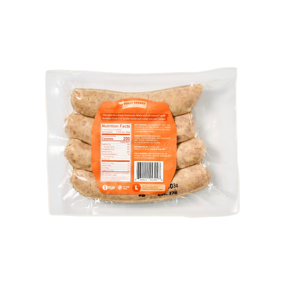 The Bratwurst Fully Cooked Sausage 12 oz – Lotties Meats