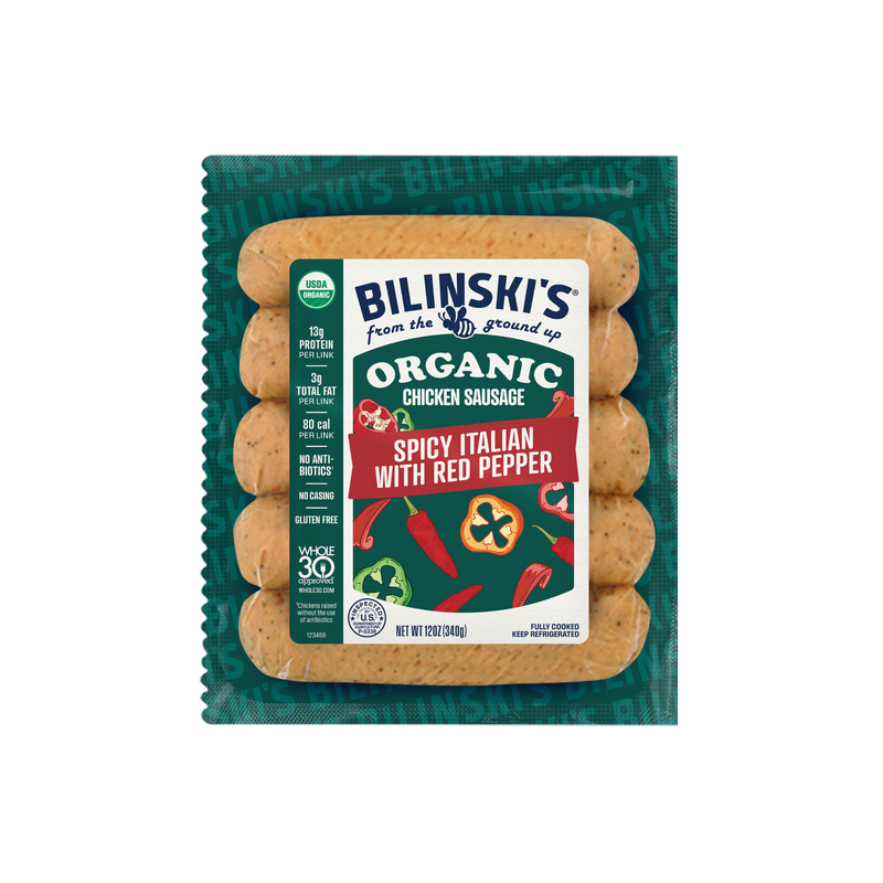 Chicken Sausage | Spicy Italian w/ Red Pepper | Certified Organic | Bilinski's