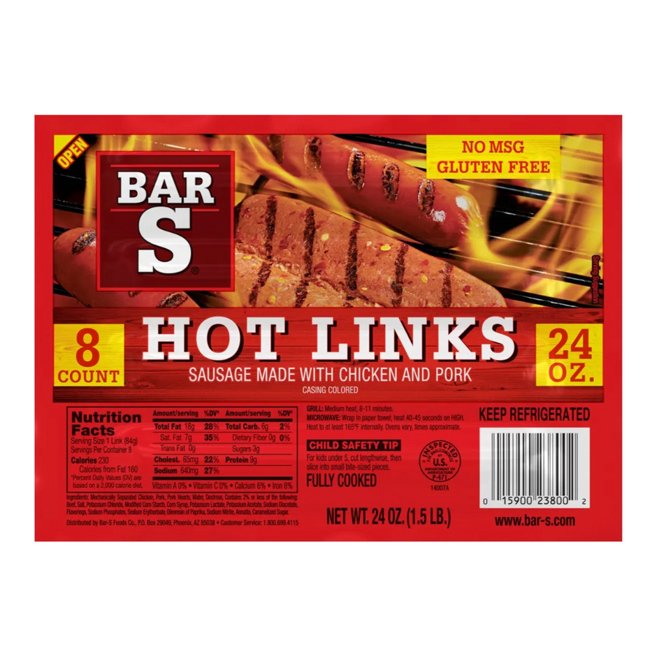 Hot Links Sausage 24 oz – Bar-S