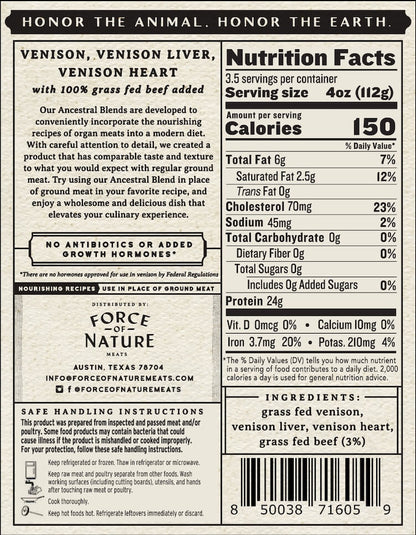 Grass Fed Venison Ancestral Blend 14 oz – Force of Nature