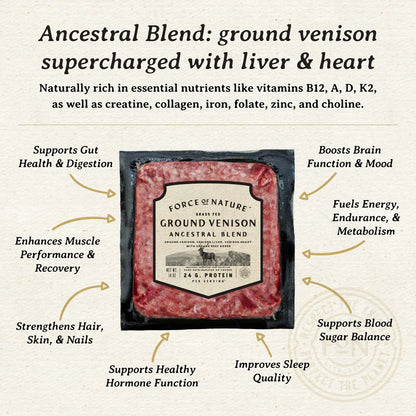 Grass Fed Venison Ancestral Blend 14 oz – Force of Nature