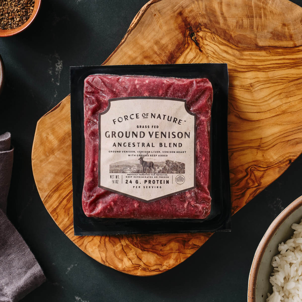 Grass Fed Venison Ancestral Blend 14 oz – Force of Nature