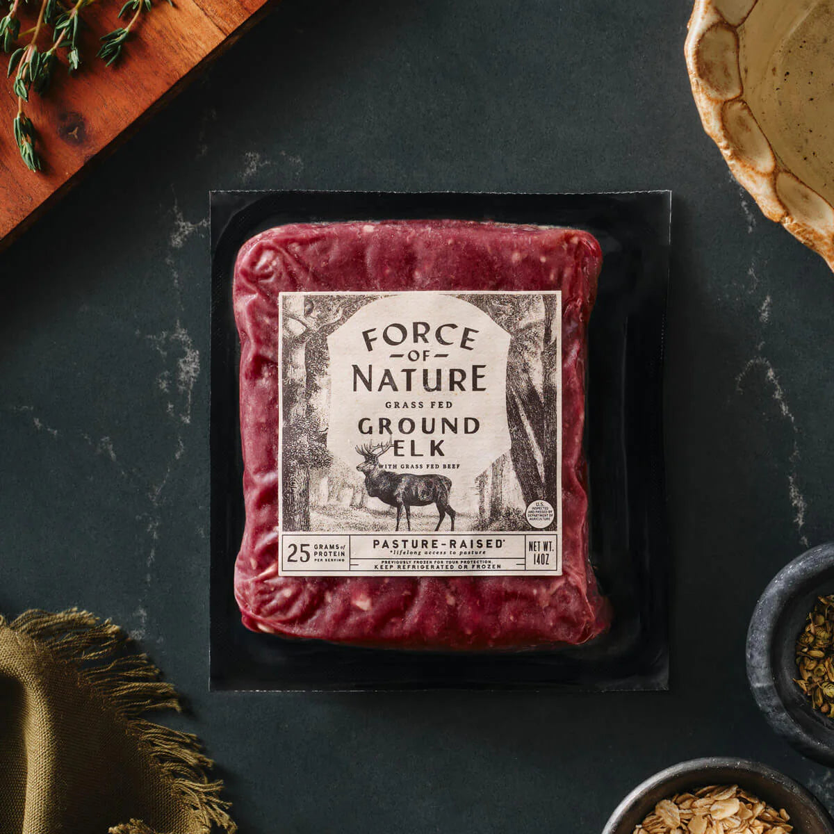 Grass Fed Ground Elk 14 oz – Force of Nature