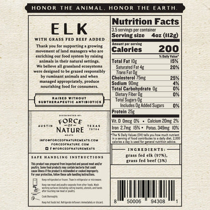 Grass Fed Ground Elk 14 oz – Force of Nature