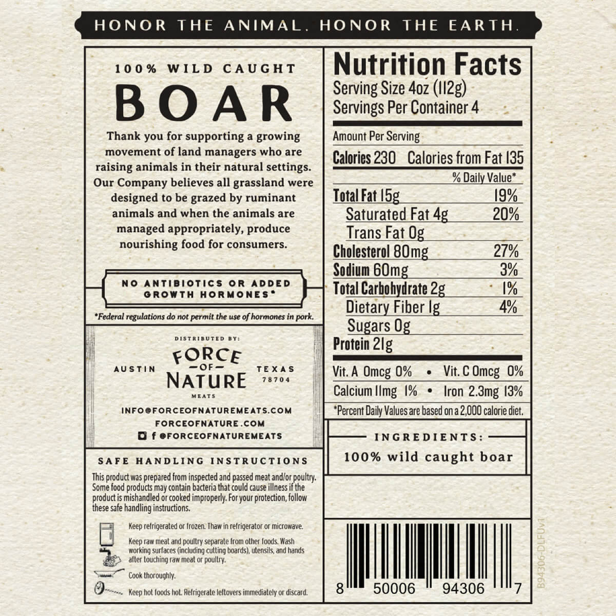 Free Range Ground Wild Boar 1 b – Force of Nature