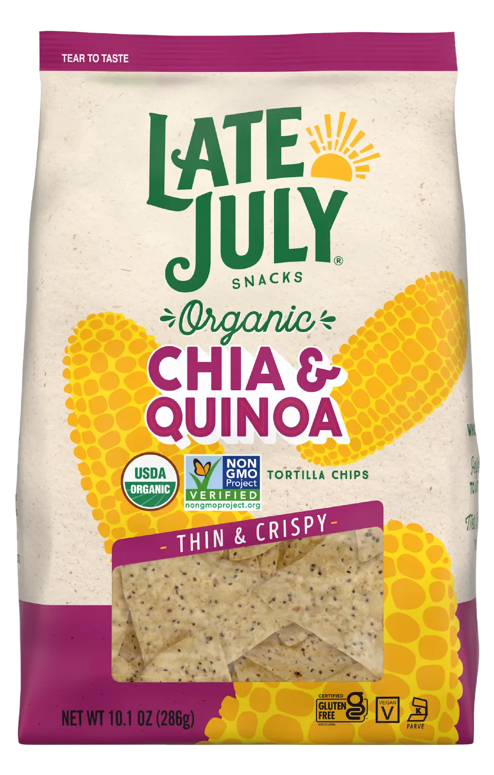 Restaurant Style Organic Chia & Quinoa Tortilla Chips – Late July 10.1 oz