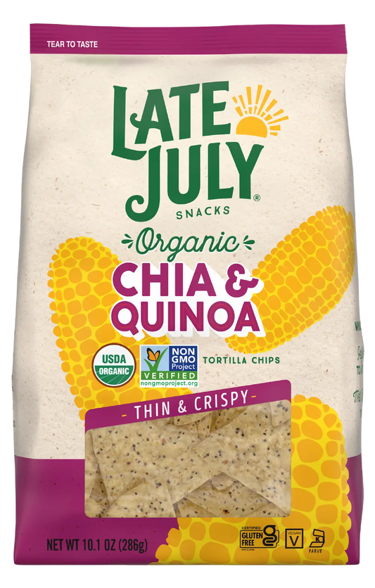 Restaurant Style Organic Chia & Quinoa Tortilla Chips – Late July 10.1 oz
