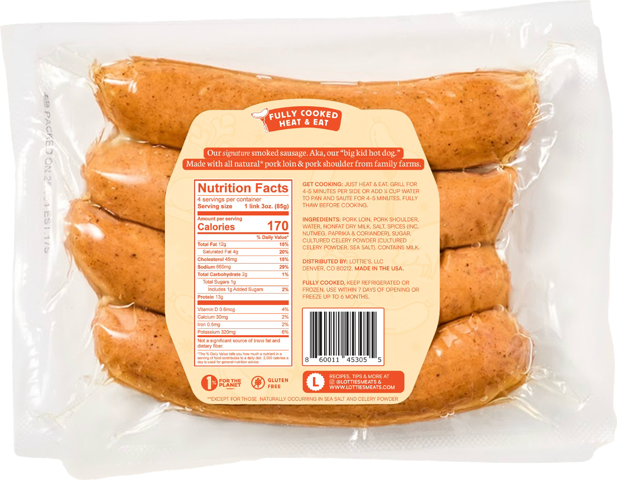 The Lottie Fully Cooked Pork Sausage 12 oz – Lotties Meats