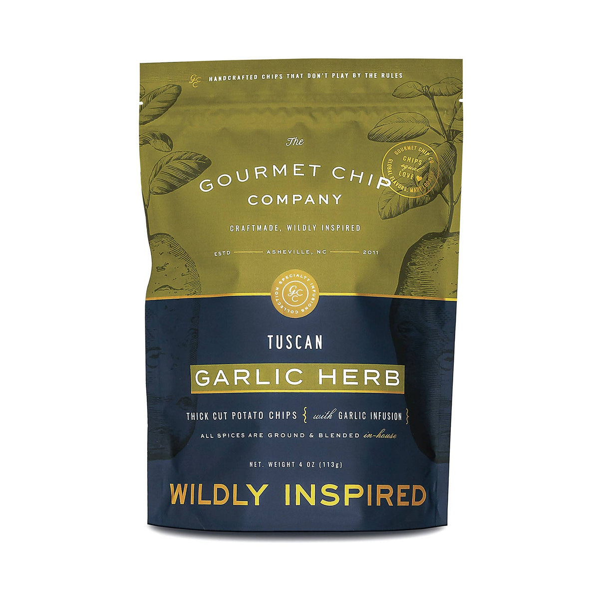 Tuscan Garlic Herb Thick Cut Potato Chips 4 oz - Gourmet Chip Company