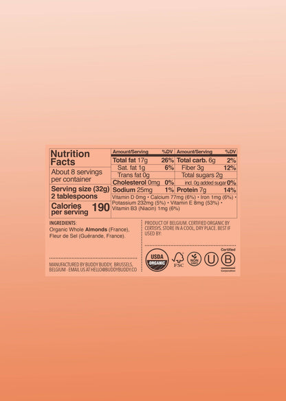 Organic Almond Butter 9.2oz - Buddy Buddy