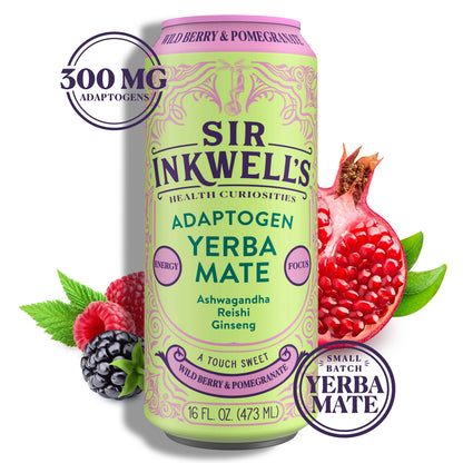 Adaptogen Infused Wild Berry & Pomegranate Yerba Mate 16 oz – Sir Inkwell Health Curiosities