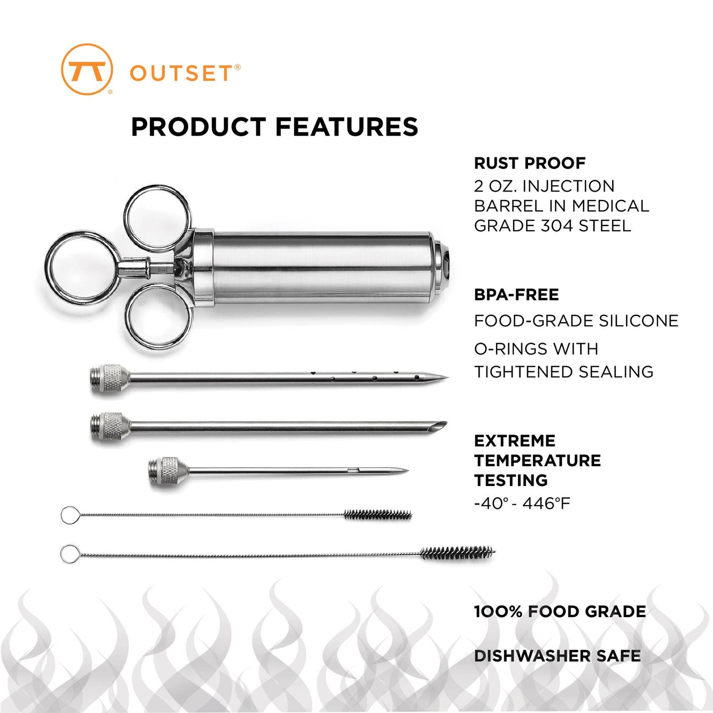 6 Piece Meat Injector Stainless Steel 10.5" x 7" - Outset