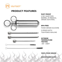 6 Piece Meat Injector Stainless Steel 10.5