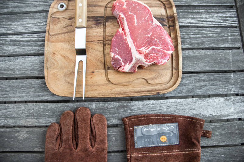 Brown Leather Grill Gloves Set of 2/15" each - Outset