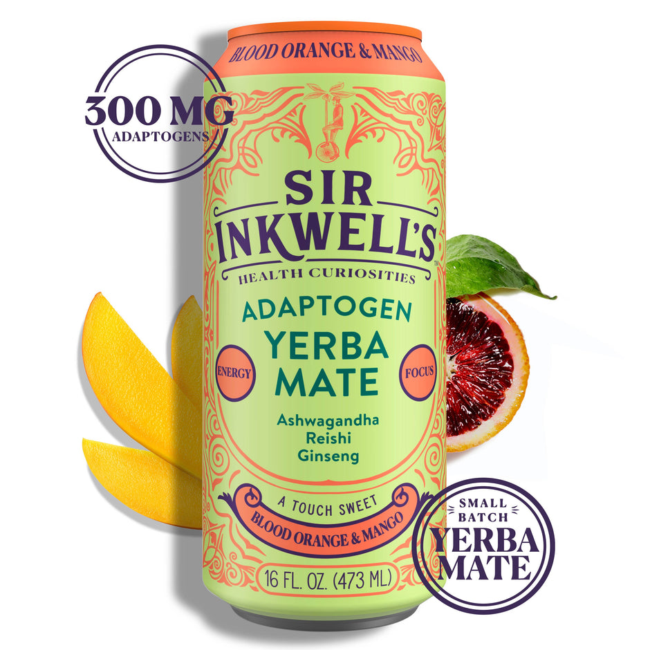 Adaptogen Infused Blood Orange & Mango Yerba Mate 16 oz – Sir Inkwell Health Curiosities