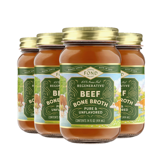 Grass Fed & Regenerative Pure & Unflavored Beef Bone Broth 14 oz – Fond
