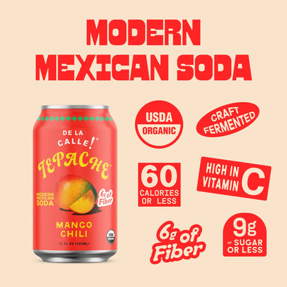 Mango Chili Tepache Mexican Soda 12oz - De La Calle