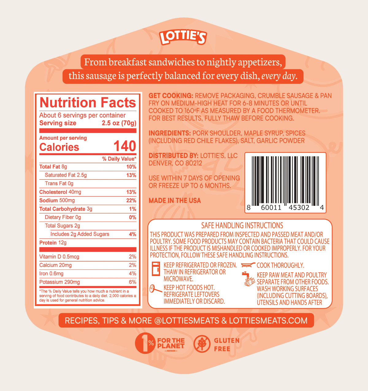 Everyday Breakfast Sausage Ground Pork Blends 16 oz – Lotties Meats