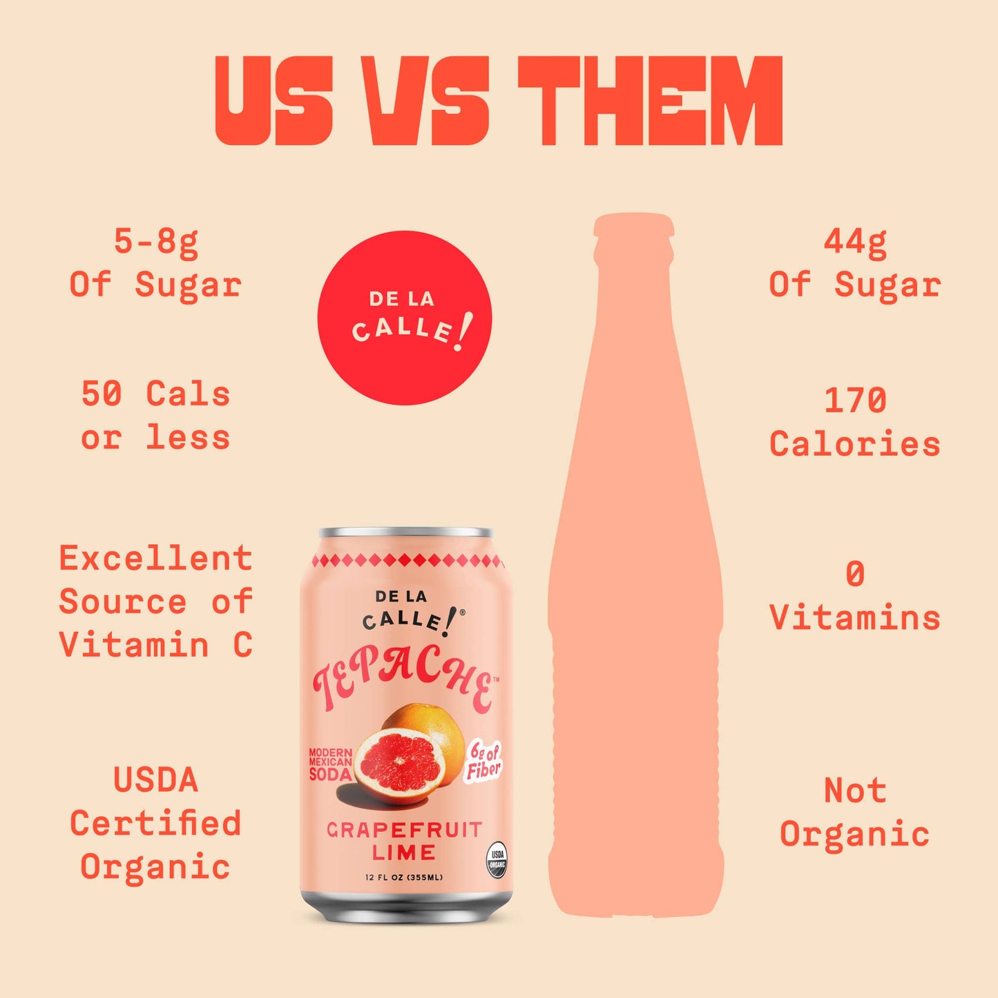 Grapefruit Lime Tepache Mexican Soda 12oz - De La Calle