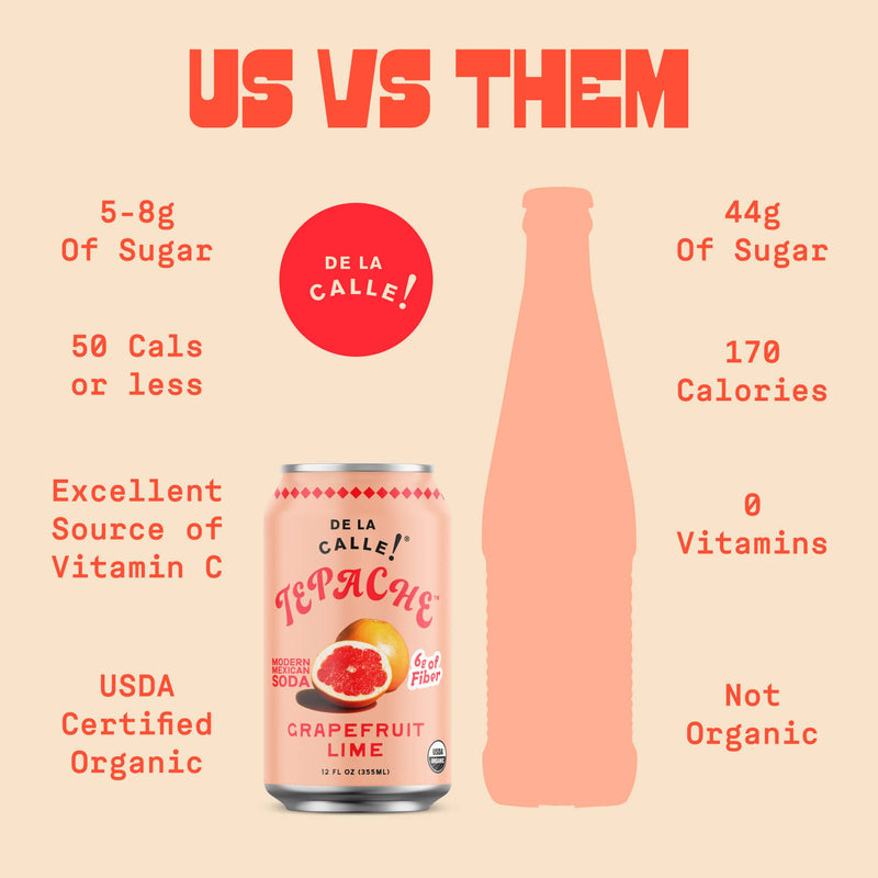 Grapefruit Lime Tepache Mexican Soda 12oz - De La Calle