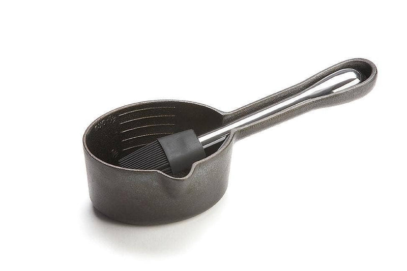 Cast Iron Sauce Pot with Basting Brush 4.5" x 10" - Outset