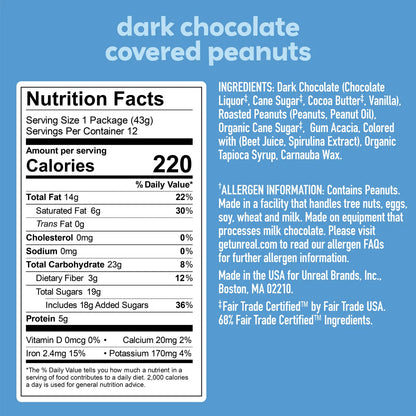 Dark Chocolate Peanut Gems 1.5 oz - Unreal