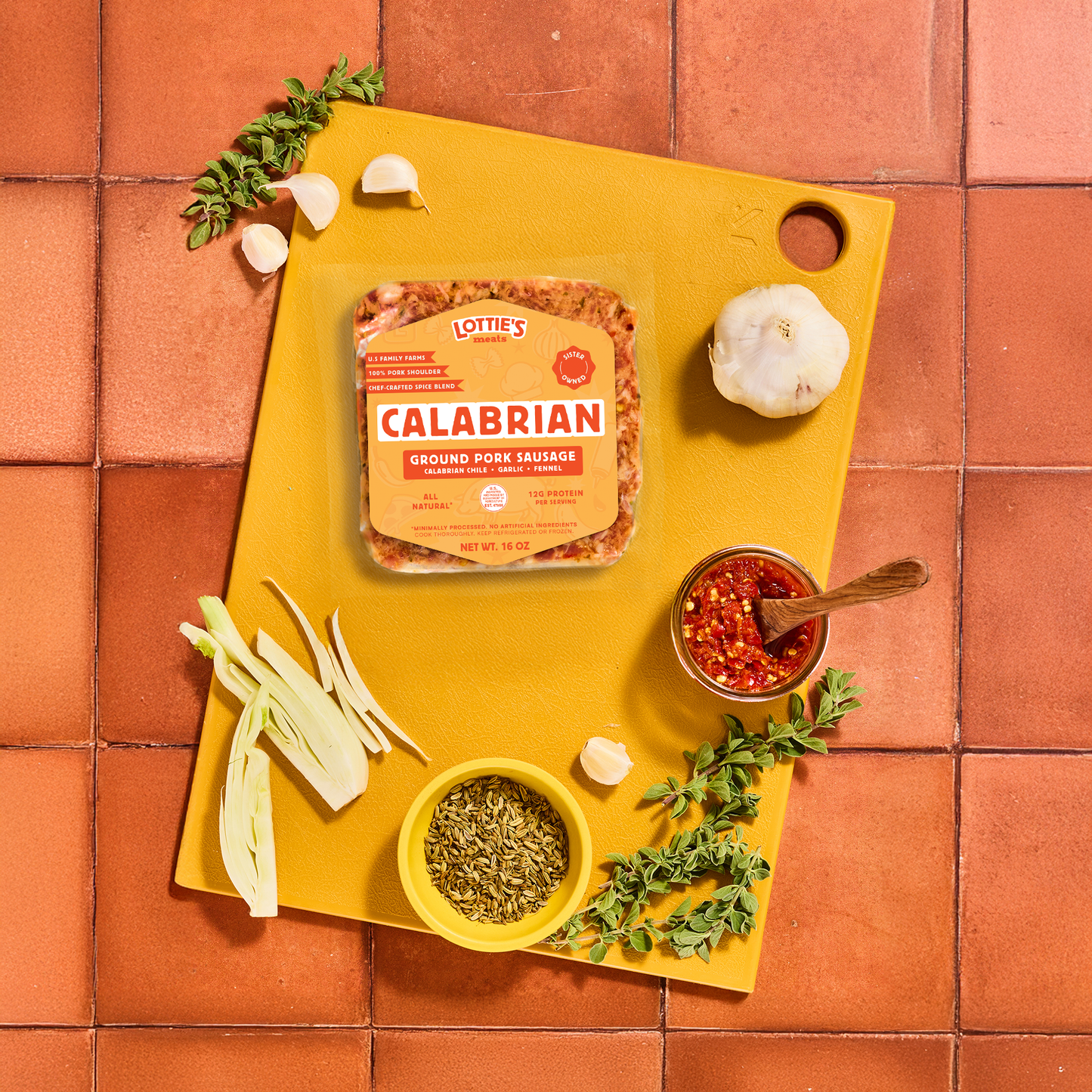 Calabrian Sausage Ground Pork Blend 16 oz – Lotties Meats