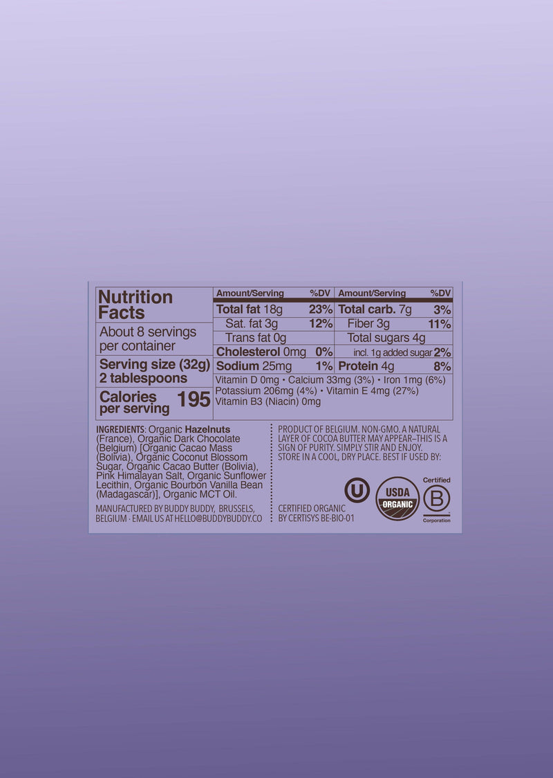 Organic Hazelnut Cacao Nut Butter 9.2oz - Buddy Buddy