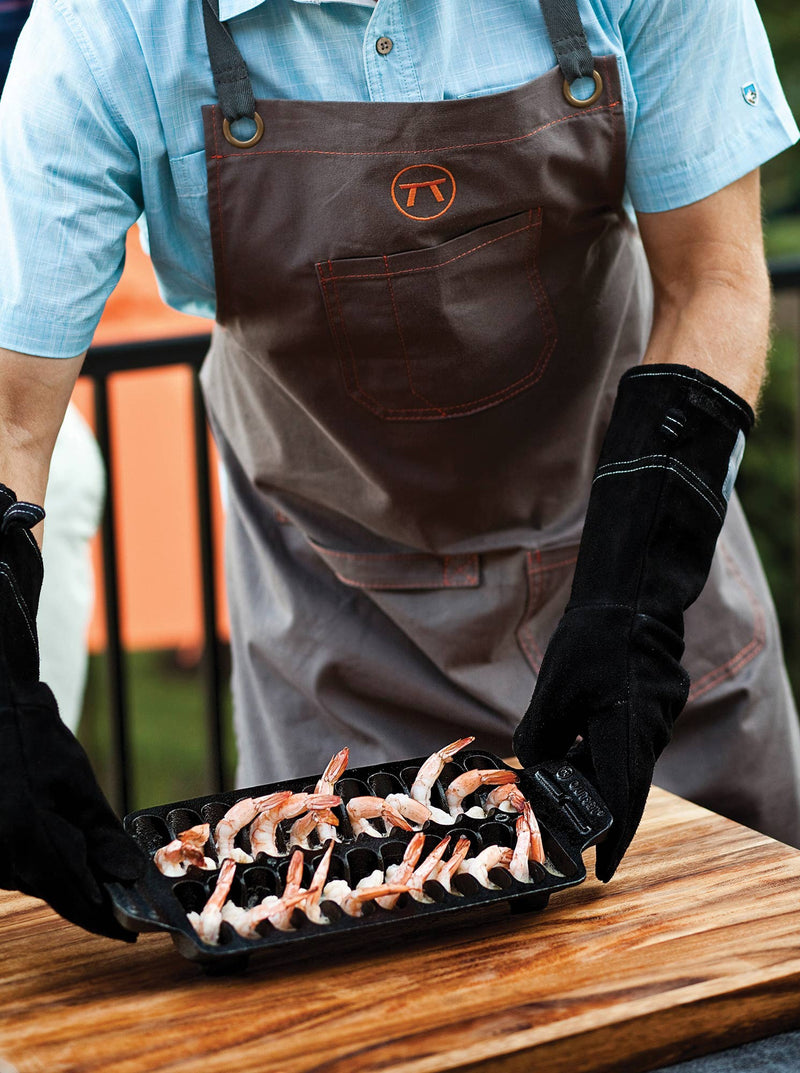 Leather Grill Gloves Black Set of 2/15" each - Outset