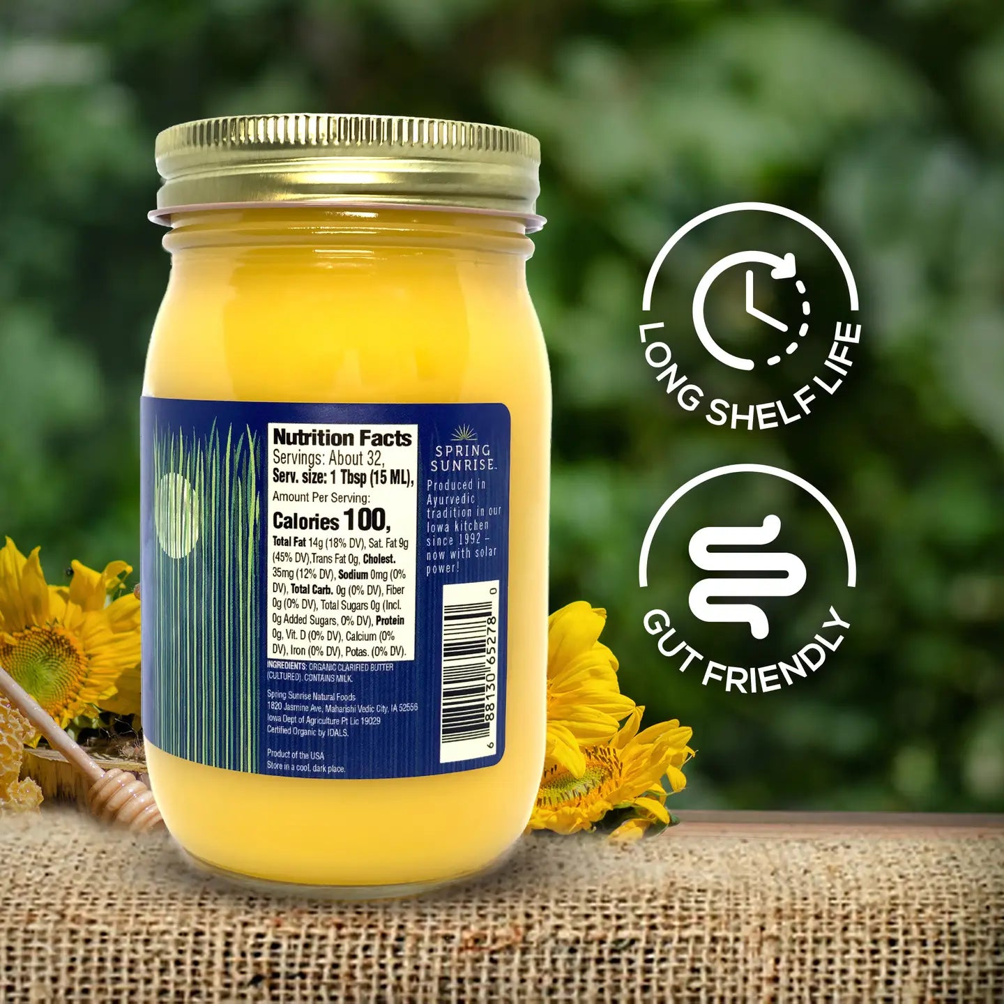Cultured Ghee Organic & Grass-Fed  16oz - Spring Sunrise Natural Foods