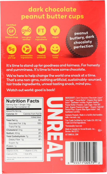 Dark Chocolate Peanut Butter Cups 0.033 lb – Unreal