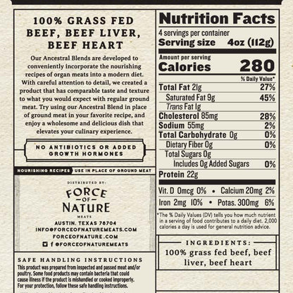 Grass Fed Beef Ancestral Blend 1 lb – Force of Nature