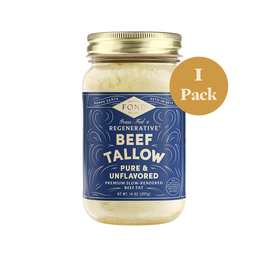 Grass Fed & Regenerative Pure & Unflavored Beef Tallow 14 oz – Fond Bone Broth